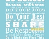 8x10 Family and House Rules Manifesto Subway Art Poster Print Scroll Roll Sign . Family Motto Nursery Wall Decor // Words to Live By