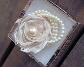 Custom mother of the bride or maid of honor Vintage Pearl Burlap wedding bracelets