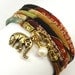 Lucky Gold Elephant Wrap Bracelet made with Japanese Chirimen Cord, yoga jewelry, wrapped wrapping bracelet, wrap around