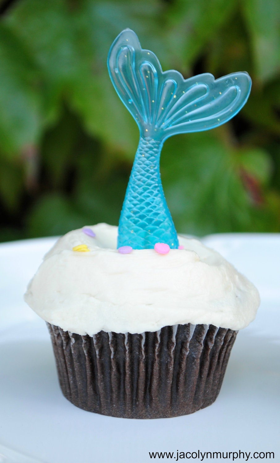 Mermaid Cupcake Toppers- Set of 6 Blue