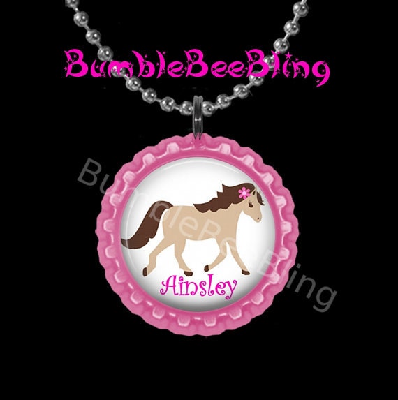 Pony Pink Personalized Pendant Necklace Horse Jewelry