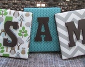 Wall Letters, Framed Monogram, Dwell Studio Owl Sky, 8x10, Painted Letters, Wood Letters,Monogram, Upholstered Letters, Fabric Letters