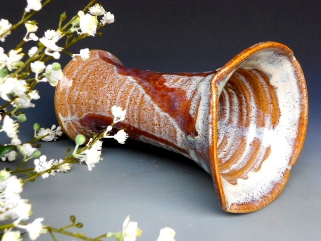 Flared Flower Vase Pottery Speckled Stone G
