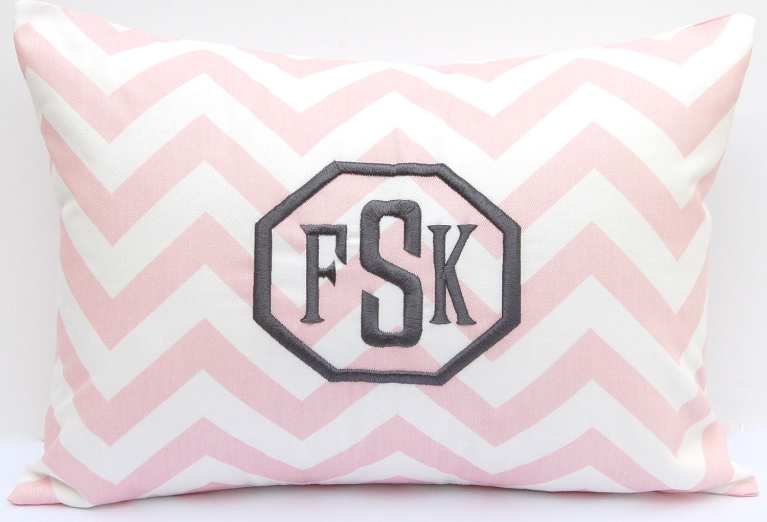 Monogrammed Gift Pink Chevron Pillow Cover Monogrammed Pillow Baby Girl 12 x 16 Personalized Gift Baby Girl Nursery