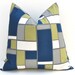 Throw Pillows 16 x 16 Navy Blue on Natural  Accent Pillows Cushion Covers Hopscotch
