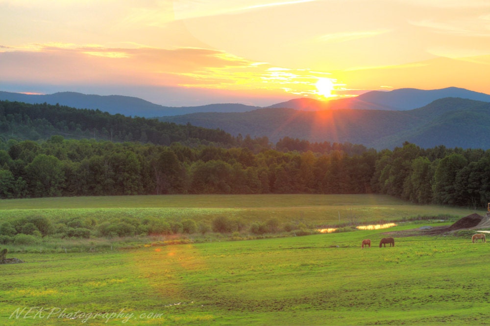 Sunset over the Green Mountains 8 x 12 Print