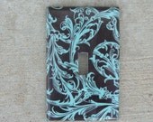 Blue and Brown Flourish Scroll Light Switch Plate Cover