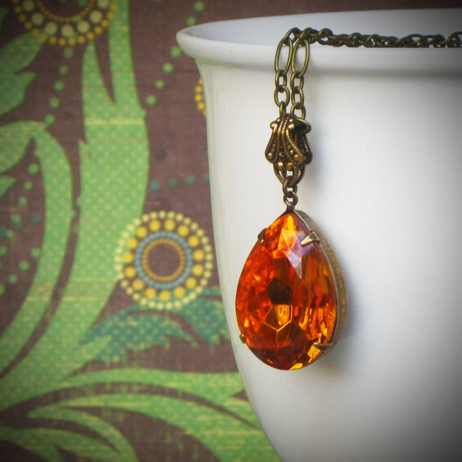 Honey Gold Rhinestone Necklace, Topaz, Amber, Citrine