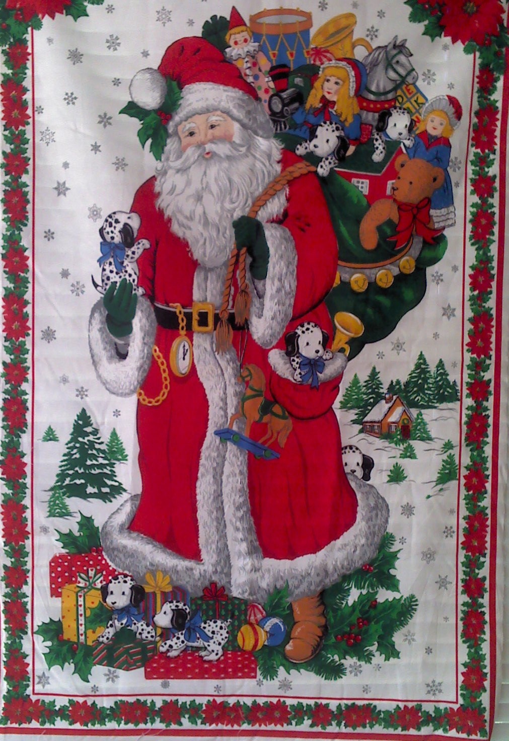 Santa Claus Wall Hanging Fabric Panel FP0074 Toys, Puppies