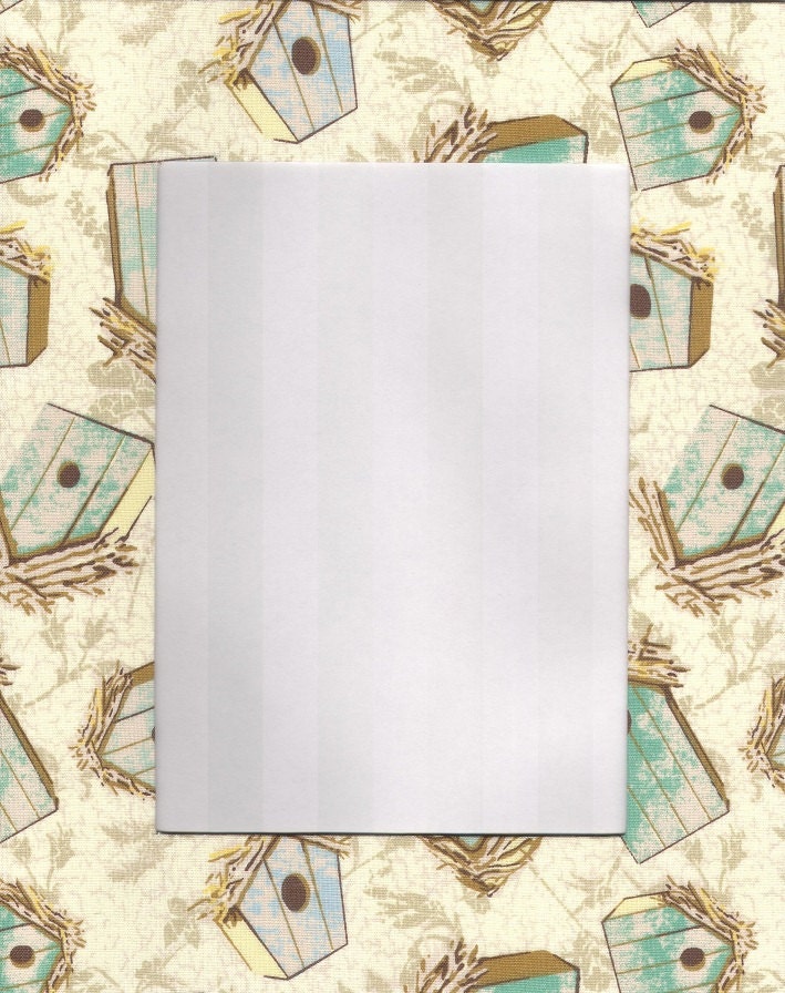 fabric covered photo mat - birdhouses