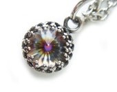 Vintage Swarovski Crystal Necklace Silver Rainbow Top Seller Very Rare