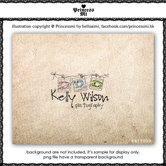 Custom Premade Logo Design - sketch three digital camera polaroid illustration logo photography business boutique by princess mi logo1199-9