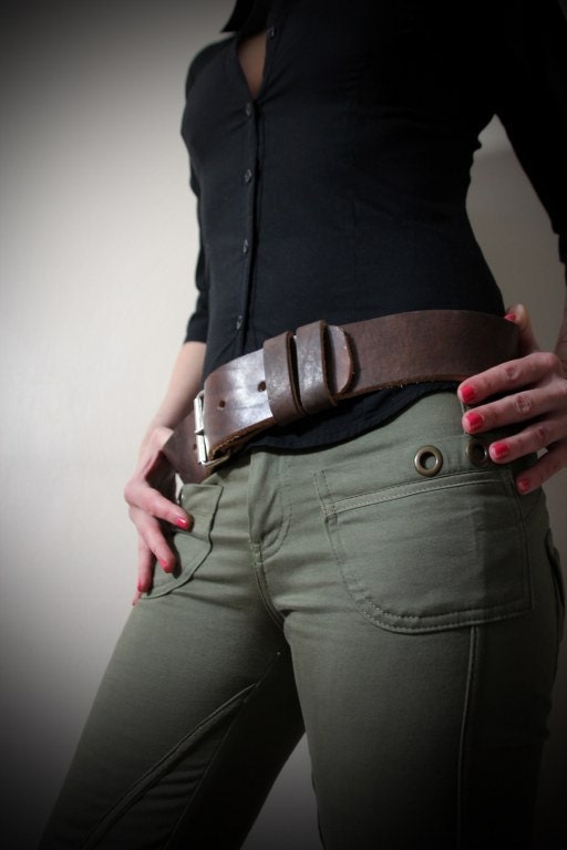 Unisex Real Leather Belt - Brown - steampunk - burning man - festivals, Please read Description for size