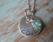 26.2 Marathon Sterling Silver HALF INCH Disc - Turquoise Czech Glass Drop - Chic and Unique by TakeFlightBoutique on Etsy