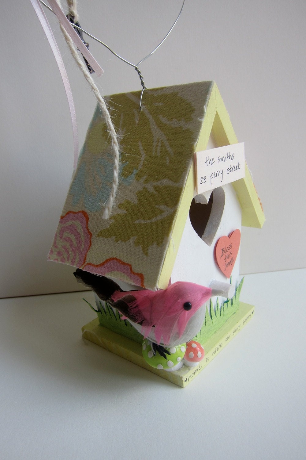 Personalized Housewarming Gift - Shabby Chic Birdhouse - Whimsical Decor - Home Ornament