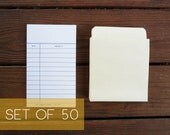 blank library cards and pockets - set of 50