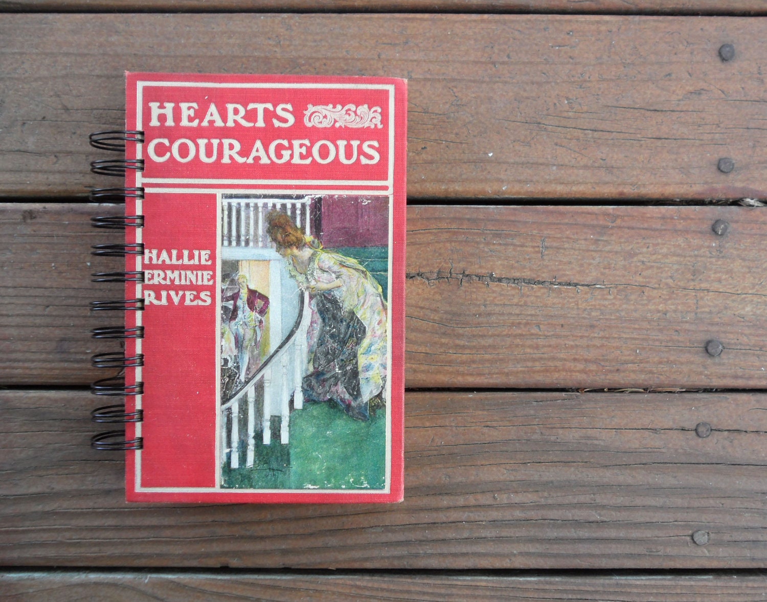 blank book journal - HEARTS COURAGEOUS - recycled journal notebook