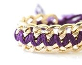 Woven Chain Bracelet - DMC 550 - Dark Violet