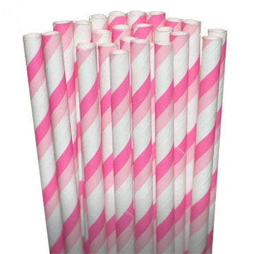 Stripe Pink/Light Pink Party Paper Straws - Cake Pop Sticks - Pixie Sticks - Qty 25 Il_570xn