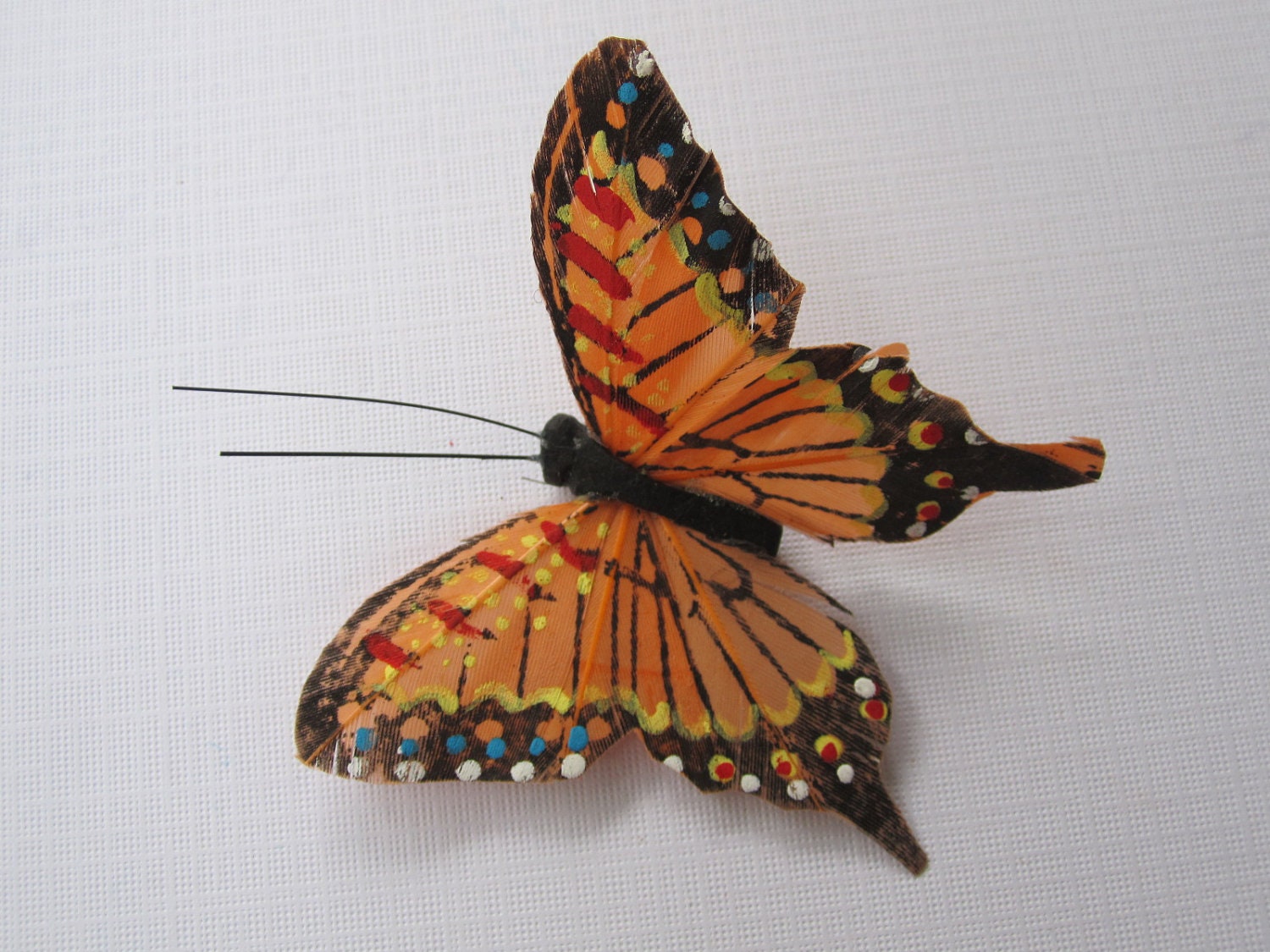 Orange Butterfly Hair Clip orange and blue spots
