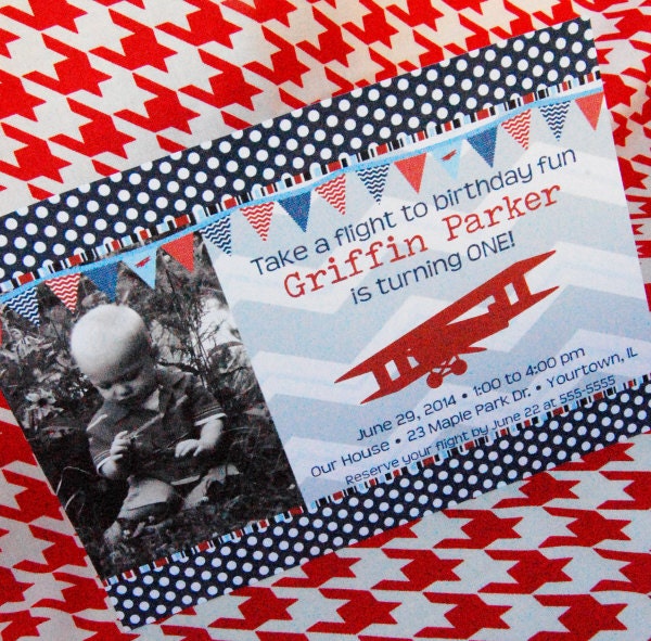 Biplane Printable Photo Invitations for Baby Shower or Birthday Party DIY Custom Invite by BeeAndDaisy Il_570xn