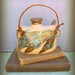 Japanese handmade glazed stoneware fish tea pot