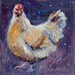 Fat Hen, Original Mini Oil Painting on stretched canvas, 5"x5"x1.5"