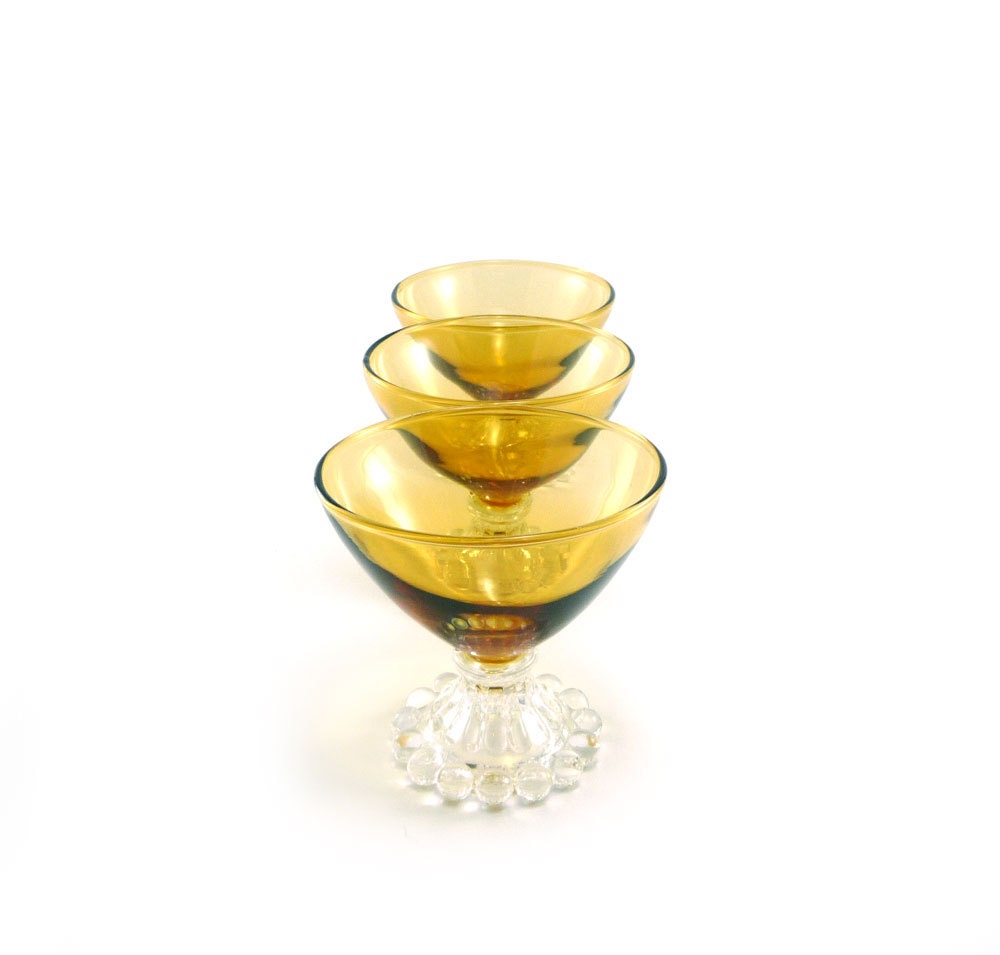 Vintage amber gold compote dessert dishes - set of 3