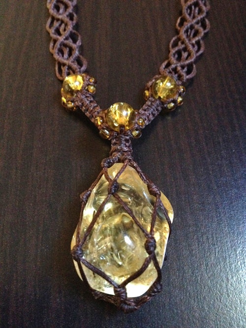 Citrine Gemstone Amulet Necklace