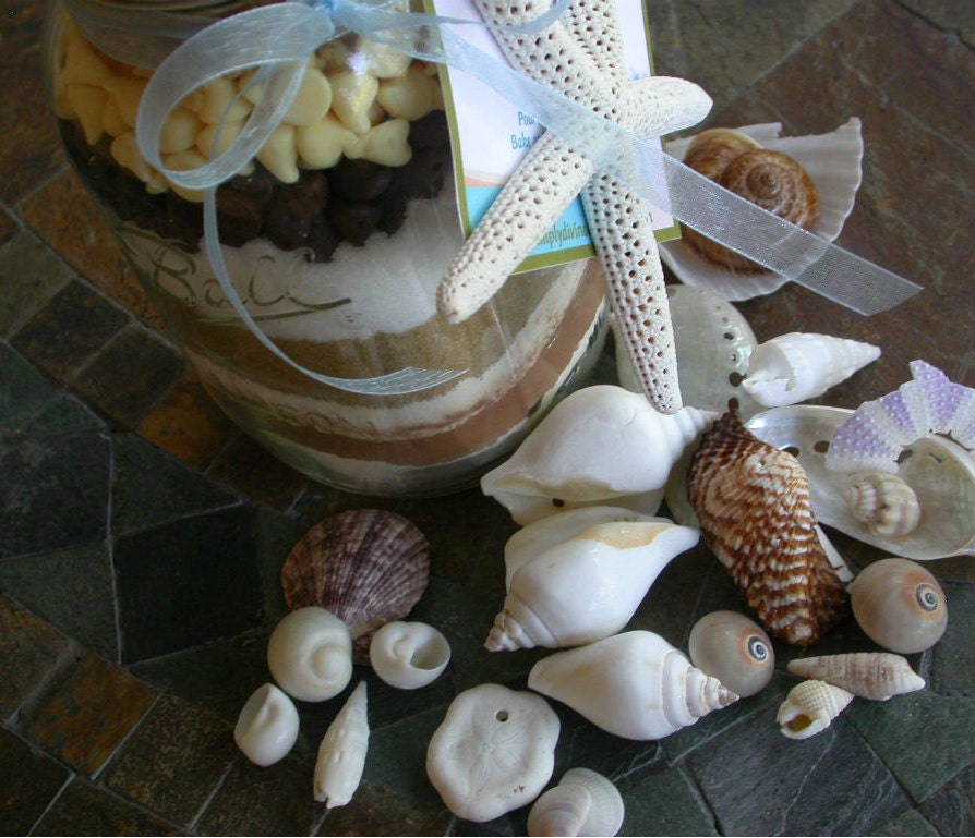 Sand Art Brownies gourmet mix in a jar favors for your beach wedding