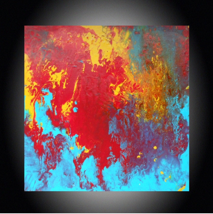 Abstract Painting Original Signed by the Artist -Internationally sold -Liquid Art Technique -Unusual Piece
