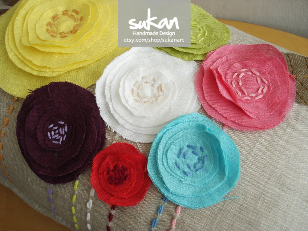 Sukan / ROSE Flowers Pillow Cover - Flowers Linen Pillow cover