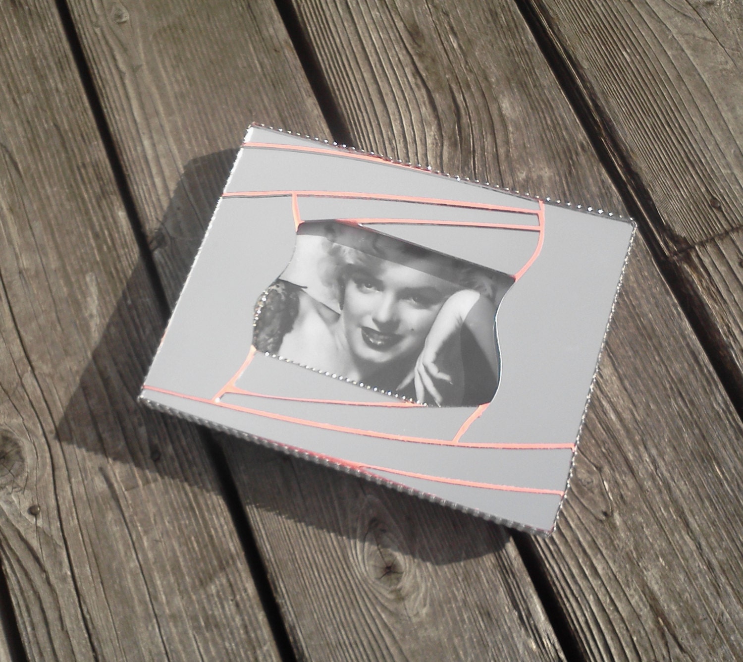 mosaic mirror picture frame --- holds a 4x6 photo