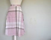 Girly Pink Plaid 70s Vintage Skirt - 70's Pink and Silver Feminine Skirt