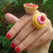 Strawberries and cream yellow layer cake eraser ring