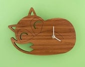 Bamboo Sleeping Fox Clock: Woodland Modern Nursery Decor