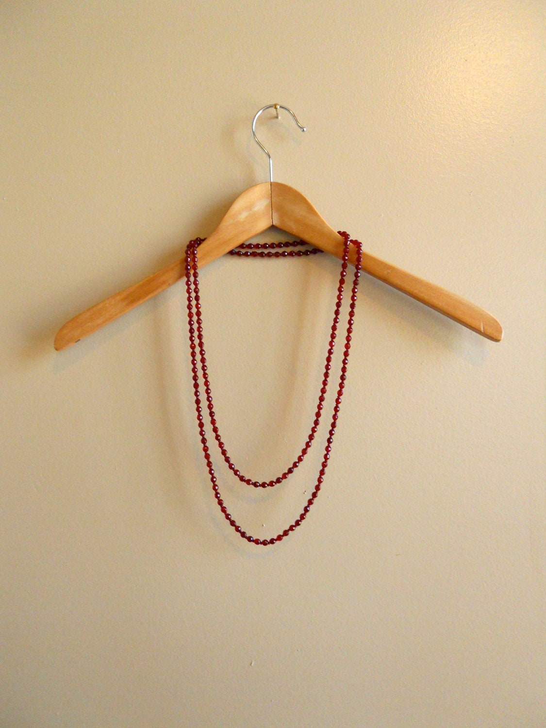 1920s / 1930s Ruby Red Glass Beaded Flapper Necklace