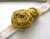 Mustard and Lace fabric flower headband