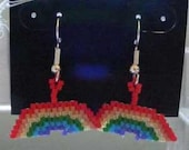 Rainbow Seed Beaded Woven Earrings