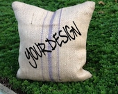 ONE Custom Eco Throw Pillow Cover, Handmade from a Recycled Coffee Sack