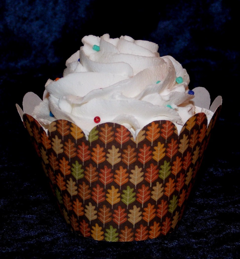 Leaves Cupcake wrappers... 12 count ... orange brown green ... Forest Friends Woodland wildlife ... READY TO SHIP ... Limited Supplies Il_170x135