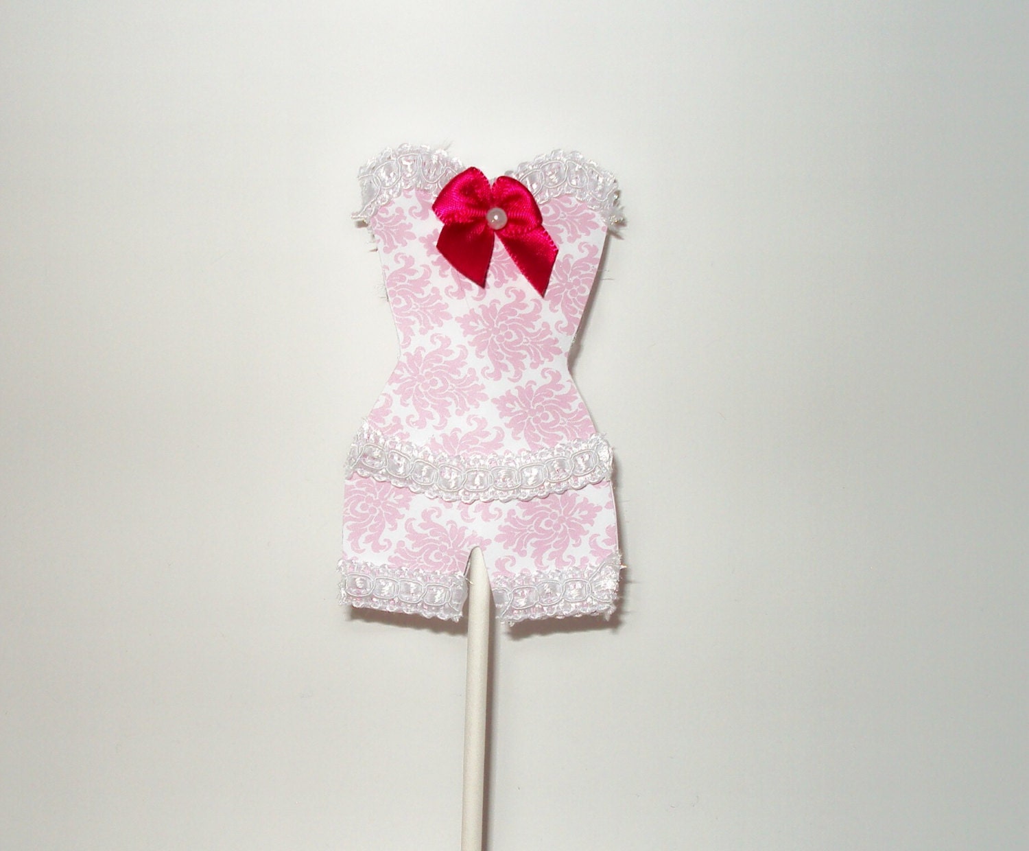 Couture Pink Damask Lingerie Cupcake Toppers set of 12