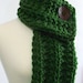 RESERVED - Kelly Green Chunky Knit Cowl Scarf with Large Brown Button