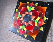 Self and Spirit original, Star Flower Mandala universe Painting -- Acrylic Paint on Canvas, space artwork, 12 x12