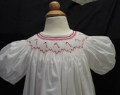 Size 2 Toddler Hand Smocked Candy Cane Christmas Dress
