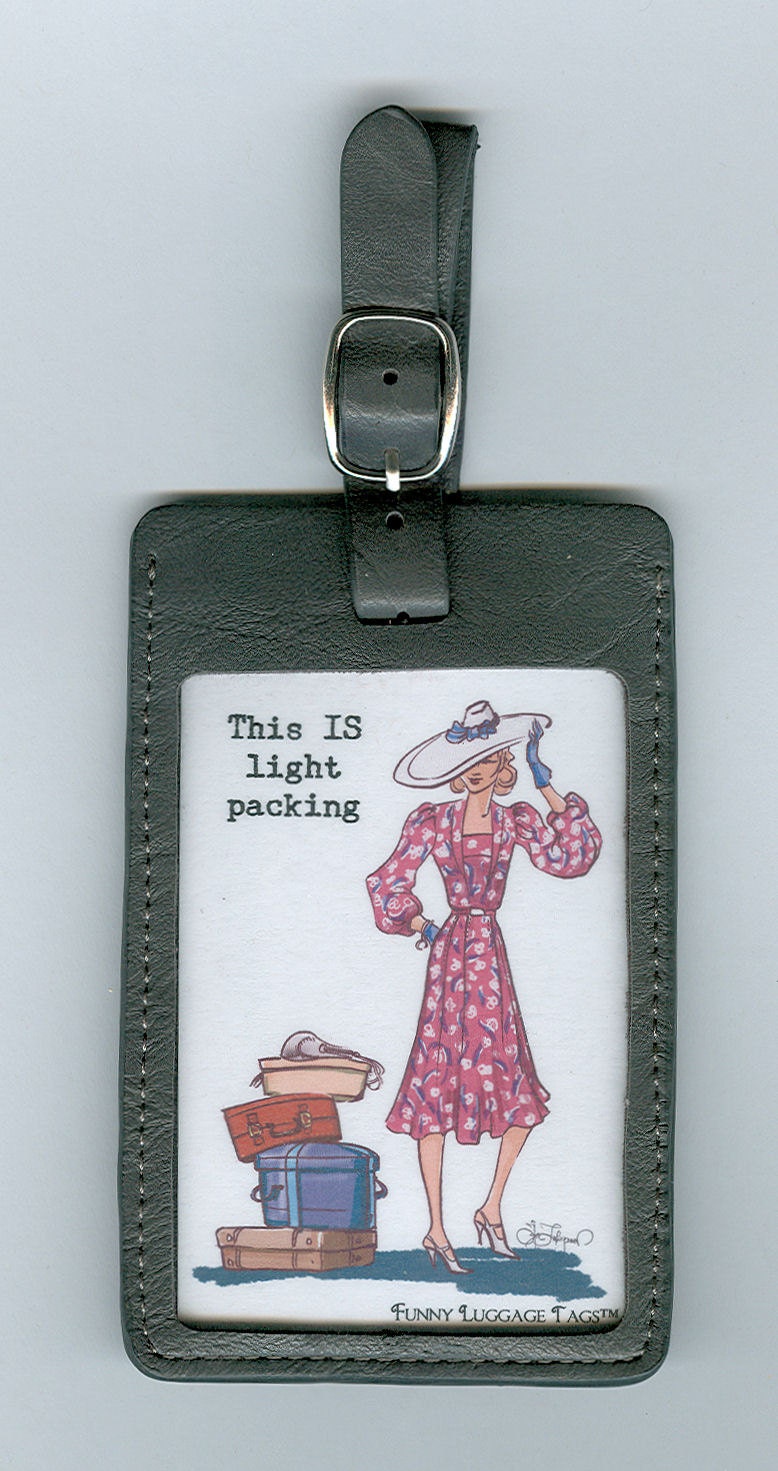 Items similar to LEATHER Funny Luggage Tag This IS Light