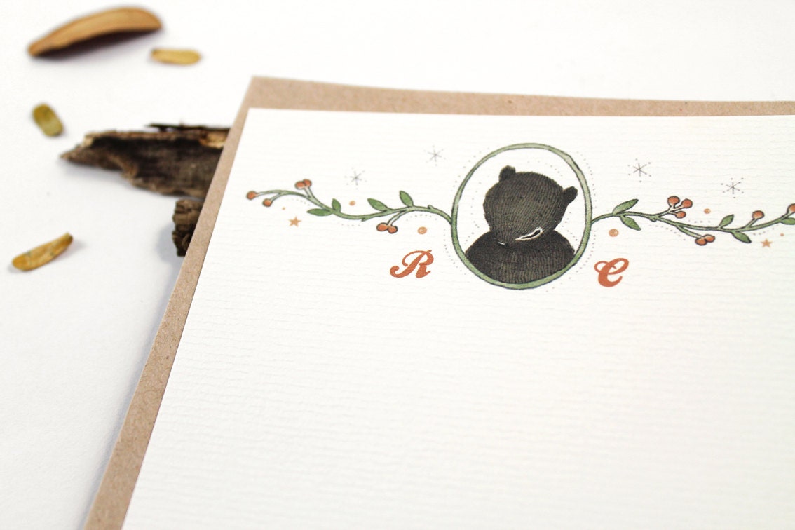 10 Personalized Notecards - Hello, Thank You Bear