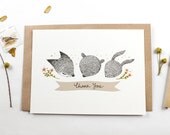 10 Thank You Notecards - Whimsical Fox, Bear and Rabbit