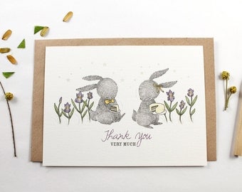 10 Thank You Very Much Notecards - Rabbit and Cake
