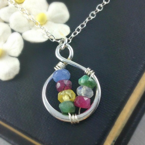Buy birthstone jewelry for grandmothers - Family Birthstone Necklace, Birthstone Jewelry, Infinity Necklace, Dainty Necklace, Rondelle Birthstone Necklace, Mother Gift, Grandmother